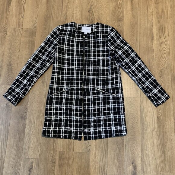 Carolina Belle houndstooth fully lined Long blazer Zipper size XS preppy college - Picture 1 of 6